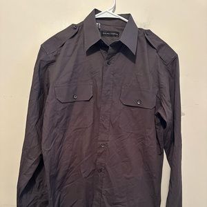 Ralph Lauren Black Label Cotton Blend Shirt Men’s Small Charcoal Grey Italy